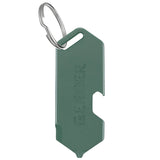 The Gerber Shard DT is a green keyring multi-tool featuring a bottle opener and pry edge, attached to a metal key ring.