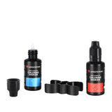 Two black bottles of lifesystems Chlorine Dioxide Water Purification Droplets (2 x 30ml) with caps and a connector accessory are shown against a white background, ideal for water purification.