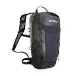 The Tatonka Active Pack 10 is a black and gray hiking backpack by Tatonka featuring adjustable shoulder straps and a top handle, set against a white background.