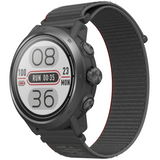 The Coros Apex 2 Pro GPS Outdoor Watch, featuring a sleek black design and a durable fabric band, displays the time as 08:36 AM alongside a running timer of 00:35 minutes. With its integrated heart rate sensor, this watch provides vital features for an active lifestyle.