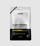 Introducing Radix's Plant Protein DIAAS Complex 1.30 Single Serve in banana flavor. Each serving delivers 25g of protein, featuring a gluten-free, GMO-free, and dairy-free blend with superior bioavailability compared to pure pea protein isolate. This plant-based protein powder is perfect for enhancing your post-workout recovery.