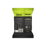 The green and black Chief Chipotle & Lime Biltong package from Chief Nutrition displays nutritional info and a barcode, emphasizing its slow air dry process. Discover why it's considered healthier than traditional jerky with each flavorful bite.