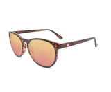 Pair of Knockaround Mai Tai Sunglasses with impact-resistant, reflective pink lenses isolated on a white background.