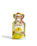 Chimpanzee Energy Gel packet with a pineapple piña colada flavor, featuring an illustration of a chimpanzee on the packaging. Enhanced for sports performance, this Chimpanzee Energy Gel is infused with bio agave syrup for natural sweetness and sustained energy.
