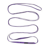 A long purple rope, similar to Black Diamond Nylon Runners, lays out in a zigzag pattern on a pristine white background.
