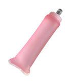 A pink textured silicone bike handlebar grip with a black end cap.
