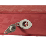 Close-up of the Vaude Performance Winter 7M Sleeping Mat, featuring a red inflatable design with an open valve, ideal for mountain climbers in need of a lightweight sleeping pad.