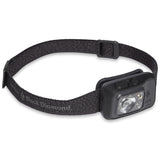 A Black Diamond Spot 400 Rechargeable Headlamp, featuring PowerTap™ technology, an adjustable black strap, and multiple light settings.