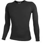 Black long-sleeve Wilderness Wear Men's Merino Mid 195 Crew Long Sleeve compression shirt on a white background.