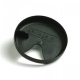 A black plastic lens cap with the brand name "Nalgene" embossed on it, featuring a central pinch design for easy attachment and removal, similar in ease of use to Nalgene Easy Sipper bottles.