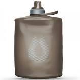 A brown HydraPak Stow Bottle 1L with a grey cap, featuring a small loop handle and spill-proof nozzle—a perfect trail companion.