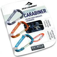Pack of three colorful Sea To Summit Accessory carabiner sets on a retail card.