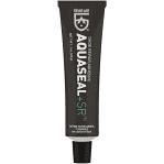 The Gear Aid Aquaseal Shoe Repair Glue is packaged in a sleek black cylindrical container with white and blue text, signifying its status as a premium waterproof adhesive for shoe repair. This product is ideal for restoring flexible materials to their original condition.