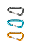 Three aluminum carabiners in different colors, each labeled "Sea to Summit Accessory carabiner set 3PCS".