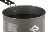The Sea to Summit Alpha Cook Set 2.1, a durable piece of camping cookware from Sea to Summit, includes a metal pot filled with water and features measurement markings on the inside alongside a sturdy handle on the side.
