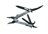 A Gerber Centre-Drive Multitool with full-size blades, pliers, and a magnetic bit driver displayed open exemplifies its versatility and compact design, perfectly encapsulating the innovative spirit of Gerber.