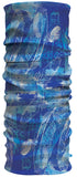 A blue Headsox Wildlife Conservation made from stretchy microfibre fabric, with an ocean-inspired design featuring fish and water patterns.