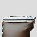 Close-up of the HydraPak Force Bladder, featuring a white slide-seal closure and insulated tube for optimal hydration, set against a plain gray background.