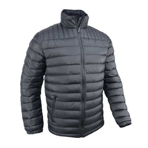 A 3 Peaks Men's Down Jacket with a high collar and front zipper, displayed against a white background.