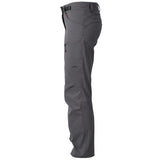 Side view of gray, comfortable Mont Women's Mojo Stretch Long Pants with cargo pockets.