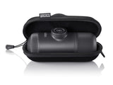 The Wacaco Nanopresso, a streamlined portable coffee maker, is housed in a black zippered case featuring the "Wacaco" label on the tag, making it ideal for espresso enthusiasts who are always on the move.