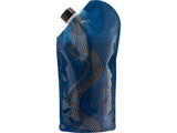 The Platypus Platypreserve™ 800ml is a portable wine container featuring a blue, flexible water pouch with a black cap. It displays orange and white wave-like patterns and the word "Platypus" along the side, and it includes an airtight barrier to preserve flavor.