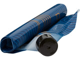 A rolled-up Platypus Platypreserve™ 800ml in blue, featuring a black carrying handle and an airtight barrier for effortless portability.