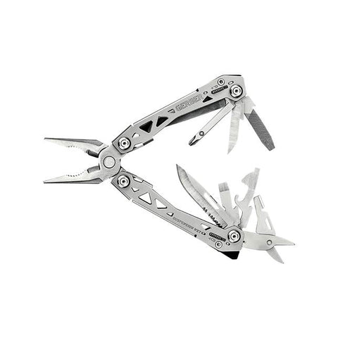 Everyday carry Gerber Suspension-NXT multi-tool with open pliers and various tools extended.