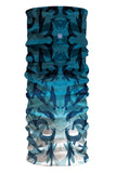 A cylindrical neck gaiter made from stretchy microfibre fabric, featuring a blue camouflage pattern from Headsox Wildlife Conservation.