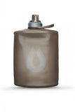The HydraPak Hydrapak Stow Bottle 500ML is a gray, soft-sided bottle with a spill-proof nozzle, screw cap, and water droplet logo on the front. Its durable design is shown against a white background.