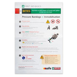Introducing the Survival Snake Bite First Aid Kit by Survival First Aid—this poster provides comprehensive instructions for treating snake and spider bites. It features a durable and compact design, detailing essential steps such as pressure bandage application and immobilization, while highlighting smart bandage options. The kit also includes emergency contact information and safety symbols for quick access, ensuring an efficient response.