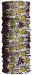 A Headsox Australian Indigenous Art neck gaiter adorned with daisies, showcasing Aboriginal Desert Art.
