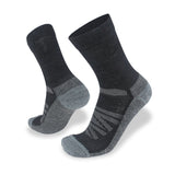 A pair of Wilderness Wear Cape to Cape Light Hiker Merino Socks made with WildernessWool with reinforced heels and toes on a white background, designed for enhanced breathability and durability.