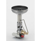 A close-up of a Soto Windmaster stove, featuring micro regulator technology for optimal performance in windy conditions.