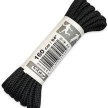 New black Tobby Lace Round 160cm Shoelaces, wrapped and labeled.
