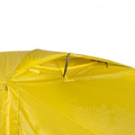 Yellow Mont Moondance 2 Tent with a closed zipper against a white background.