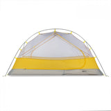 Mont Moondance 2 Tent in yellow and gray without rainfly against a white background.
