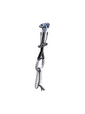 The Black Diamond Camalot Ultralight Cams, featuring a blue and black camming design, offer significant weight savings with silver loop attachments. Enhanced by Dyneema cord, they're crafted for efficient climbing without added bulk.