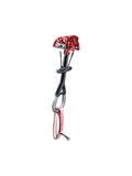 The Black Diamond Camalot Ultralight Cams, from the brand Black Diamond, feature a red and silver design with a metal structure, adjustable mechanisms, and a durable fabric sling. A Dyneema cord provides great weight savings without sacrificing strength.