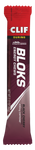 A pack of clif Shot Blocks Energy Chews in Black Cherry with caffeine, red and maroon design, “Athlete Series” on the front, delivers carbohydrates for a quick energy boost.