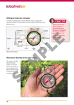 A hand demonstrates map and compass use for navigation, while another image shows outdoor compass skills in bush navigation—highlighting techniques from "How to Navigate (3rd edition)" by Caro Ryan.