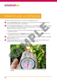 A magazine page featuring "How to Navigate (3rd edition) - Caro Ryan" with step-by-step instructions and a photo of a compass on a map, showcasing traditional navigation skills for effective map and compass use by Caro Ryan.