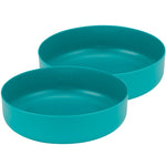 Two teal Sea to Summit DeltaLight Camp Set 4.4 camping bowls with measurement lines inside, stacked slightly offset.