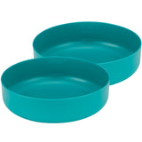 Two teal Sea to Summit DeltaLight Camp Set 4.4 camping bowls with measurement lines inside, stacked slightly offset.