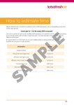 A chart from "How to Navigate (3rd edition)" by Caro Ryan showing estimated walking speeds for different terrains and tips on calculating travel time, featuring a “SAMPLE” watermark.