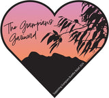 Heart-shaped logo with silhouette of mountains and trees, text "the Absolute Outdoors Grampians Bushfire Relief Bumper Sticker - supporting Grampians Bushfires relief 2021".