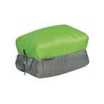 Introducing the Tatonka Double Stuff Bag by Tatonka, a green and gray outdoor camping pillow made from durable T-Rip fabric. It comes equipped with adjustable straps and includes a convenient storage bag for easy transport.