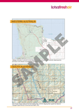 Two topographic maps from "How to Navigate (3rd edition) - Caro Ryan," highlighting terrain in Western Australia and South Australia for bush navigation, each marked with a large "SAMPLE" watermark.
