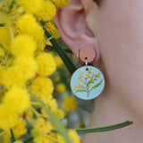 Pixie Nut & Co. Golden Wattle Australian Wildflower Round Earrings