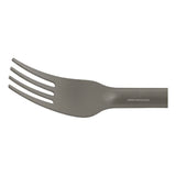 An ultralight Sea to Summit Alpha Light 3-Piece Cutlery Set with a gray handle on a white background.